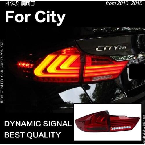 AKD Car Styling for City Tail Lights 2016-2018 New City LED Tail Lamp LED DRL Dynamic Signal Brake Reverse auto Accessories