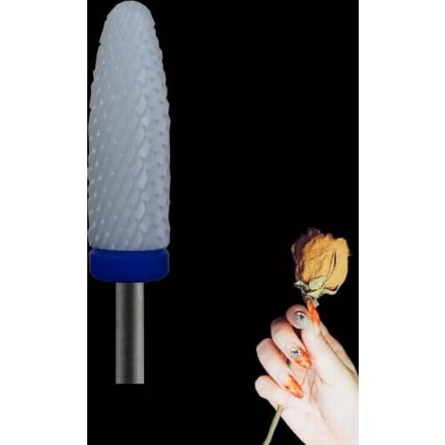 White Ceramic Nail Drill Bit - Long Flame Bit - M
