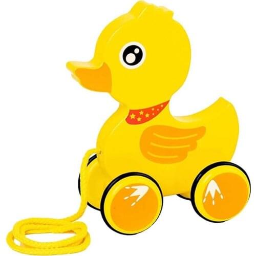 New Baby Pull Rope Walking Toy Creative Cute Cartoon Duck Car Animal Drag Trailer Pull Rope Toy Car Children Toy