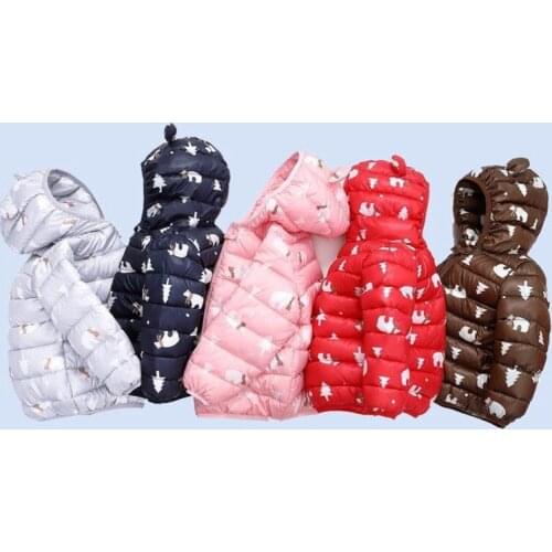 2021 Brand Children Winter Down Jacket Cartoon Baby Girl Cotton Padded Coat Boy Warmth Coats With Hat Kids Winter Clothing