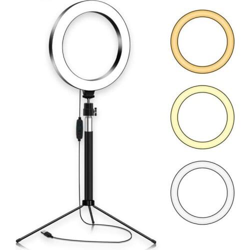 Dia. 20cm Dimmable LED Studio Fill Ring Light w/Tripod Stand Makeup Phone Photography Video Lamp Camera Selfie Live stream 8"