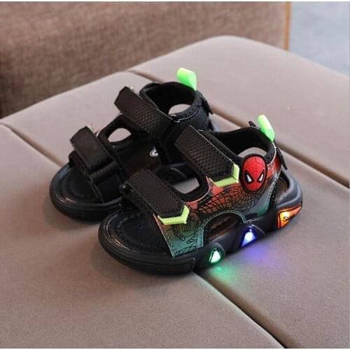 Disney Boys Light Sandals Kids Beach Shoes Children Shoes Cartoon Spiderman Boys Shoes Baby Sandals Soft Toddler Kids Sandals