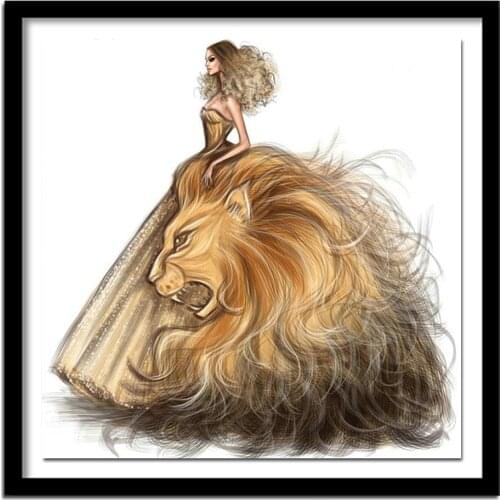 Diy Diamond Painting Cross Stitch Beautiful Lion 5D Diamond Embroidery Needlework Diamond Full Decoration Kits
