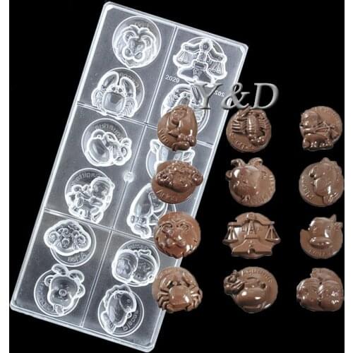 Horoscope Pudding 12 Constellation Star Sign DIY 3 D Tools Maker Injection Hard Polycarbonate PC Candy Chocolate Mold Mould