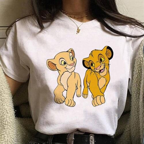New Simba and Nala Disney The Lion King Short Sleeve Print Clothing Summer Womens T-Shirt Harajuku Graphic Unisex Top Drop Ship