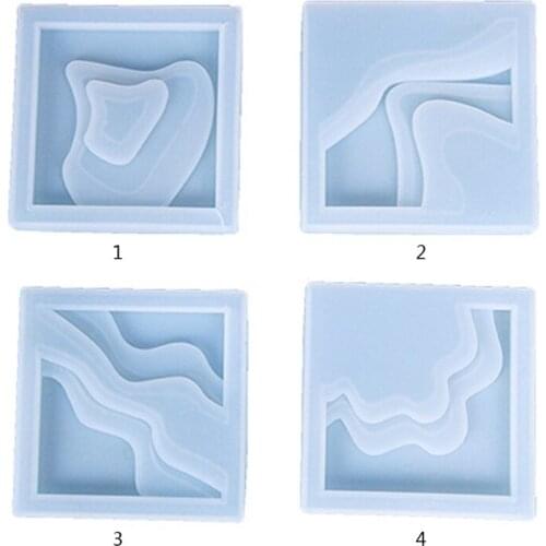 Square Island Coaster Epoxy Resin Mold Cup Mat Silicone Mould DIY Crafts Jewelry Home Decorations Casting Tool