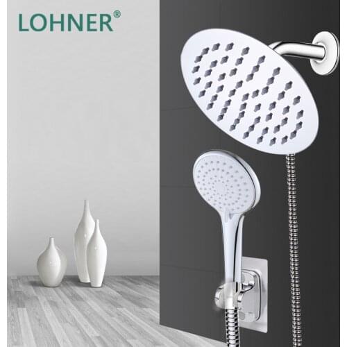 Lohner New Silver Chrome Shower System Cabezal Soporte Ducha Pared High Pressure Set Head Bathroom Douchette Lavabo Cheveux