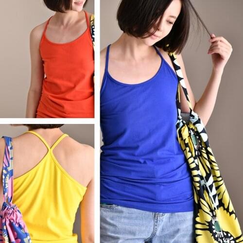 MICOCO B7031 Basic multi - color cotton elastic cross - belt with solid color joker base vest halter female