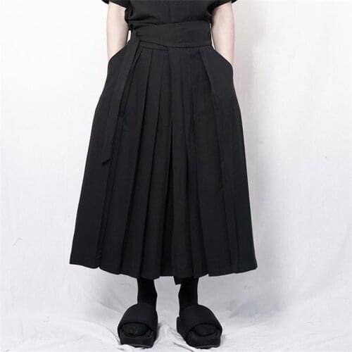 Mens casual pants, wide leg pants, skirt pants, super Japanese loose pleated pants, warrior casual pants