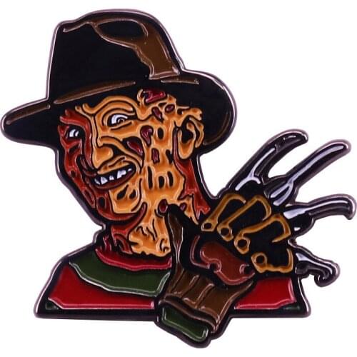 Horror Movie a Nightmare on Elm Street Freddy Krueger Cartoon Copper Enamel Clothes Hat Bag Lapel Badge Brooch Pin Accessories