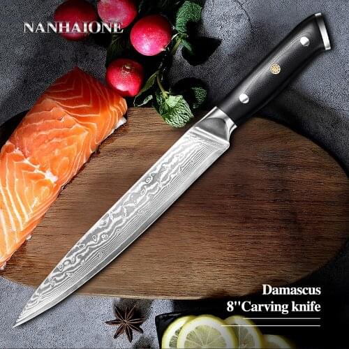 NANHAIONE 8 Inch Kitchen Knife Damascus Steel Professional Meat Knife Japanese Knife Cooking Knives G10 Handle