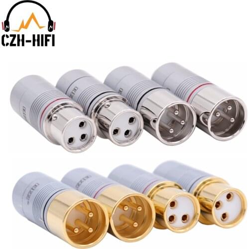Brand New EIZZ High End Tellurium Platinum Copper XLR Male Female Jack Plug Connector for HiFi Audio Amplifier Headphone DIY