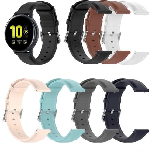 20mm Wristbands For Galaxy watch 42mm Cow leather strap For Samsung Galaxy Watch Active2 44mm 40mm Band Bracelet Sport Watchband