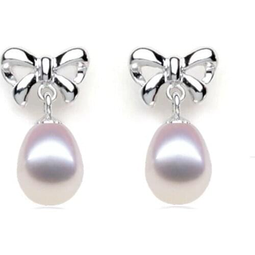 New Korean style S925 sterling silver Perfect pearl earrings fashion bow-knot pearl Earrings for women Free shipping