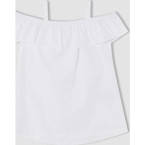 DeFacto Summer Girl Tops & Tees Girls Thin Strapped Ruffle Blouse Regular Fit Kids Children Clothing-K3234A621SM