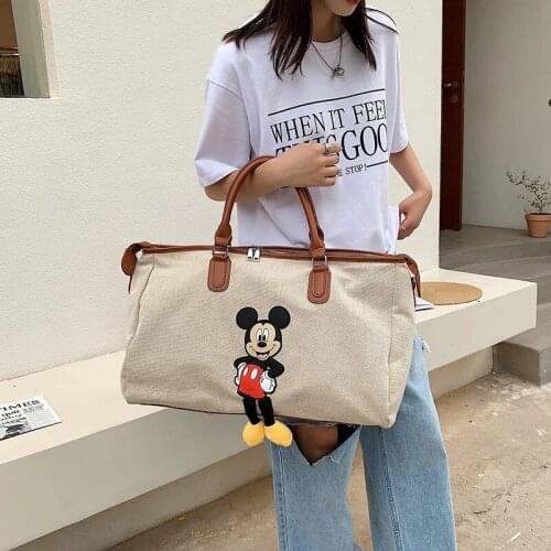 Diseny Cartoon Mickey shoulder bag High capacity cute canves handbag cartoon shopping bag Disney big bag