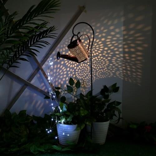 LED Solar Hollow Kettle Lamp Outdoor Watering Can Fairy Light Garden Decoration Outdoor Festival Fairy Tale Glowing Garland Lamp