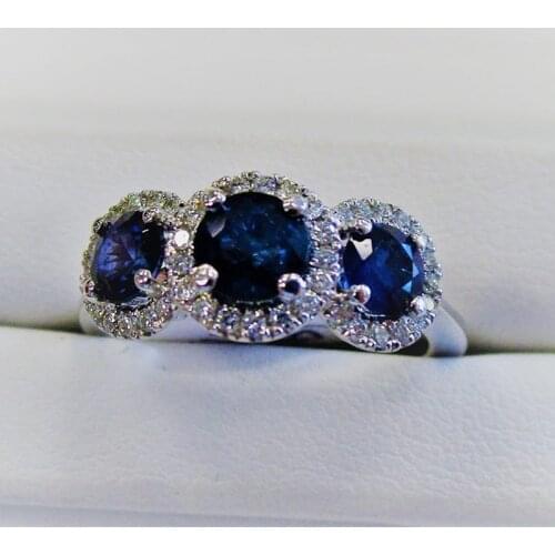 Vintage Three Sky Blue Zirconia Engagment Ring Women Crystal Jewelry Silver Wedding Rings For Women Simple Gifts