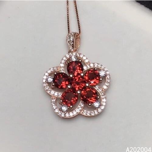 KJJEAXCMY Fine Jewelry 925 Sterling Silver inlaid Natural Garnet Female Pendant Necklace trendy Support test hot selling