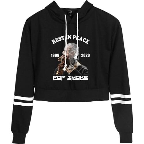 Pop Smoke Women Cropped Hoodies Kpop Sweatshirt Hip Hop Fashion Hoody Autumn Winter Pullover Oversized Women Pop Smoke Hoodie
