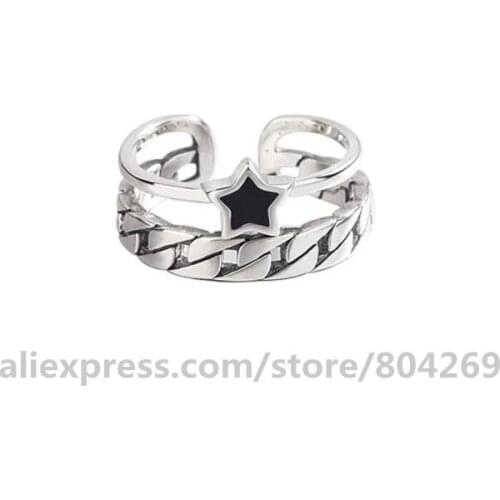 New Designer Fashion Women Five-Point Star Design Opening Ring Double Layer Women Finger Ring Fashion Jewelry Accessories