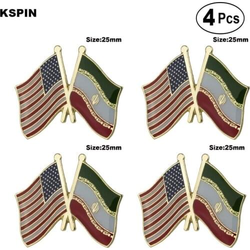 U.S.A. & Iran Friendship Flag Pin Lapel Pin Badge Brooch Icons 4pcs
