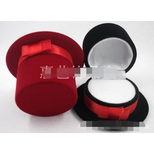 100pcs/lot fedex fast Cute Hat Velvet Rings Jewelry Box Earring Ear Stud Case Gift jewelry box