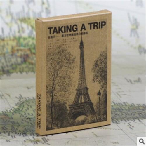 28pcs / Box "Travel - European black-and-white sketches Post Cards set" Kraft paper gift cards / Christmas Greeting card