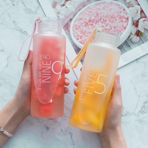 300ml/400ml Frosted Glass Water bottle Healthy Water Container Summer Lemon Water Bottle Drink Bottles Outdoor 47
