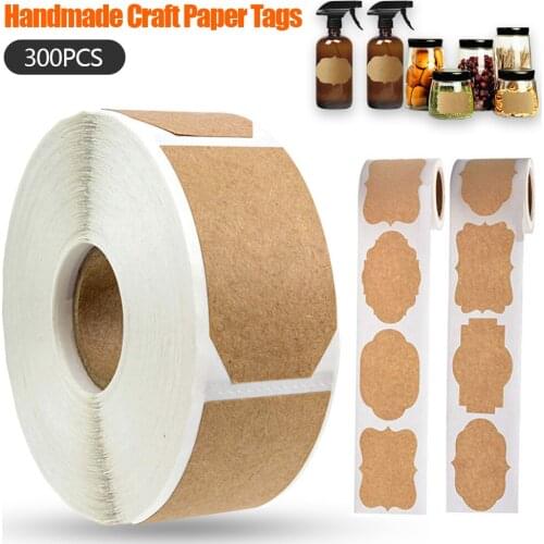 300pcs Handmade Craft Stickers Paper Labels Blank for Jar Candle Glass Bottle Household Office Classification Stationery Sticker