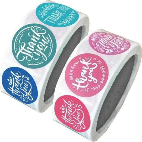 500pcs Colored Thank You Stickers 1 Inch Christmas Stickers Red&Blue Scrapbooking Packaging Seal Labels Stationery Sticker