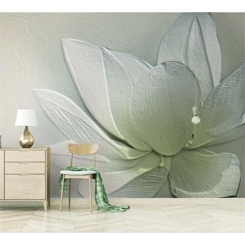 Beibehang Customized wallpaper 3d three-dimensional relief lotus lotus relief small fresh TV background wall papel de parede