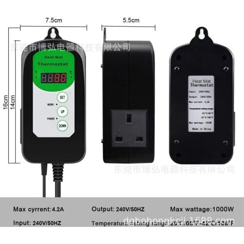 British standard temperature and humidity control regulator 220 V instrument digital display sensor heating pad crawler controll