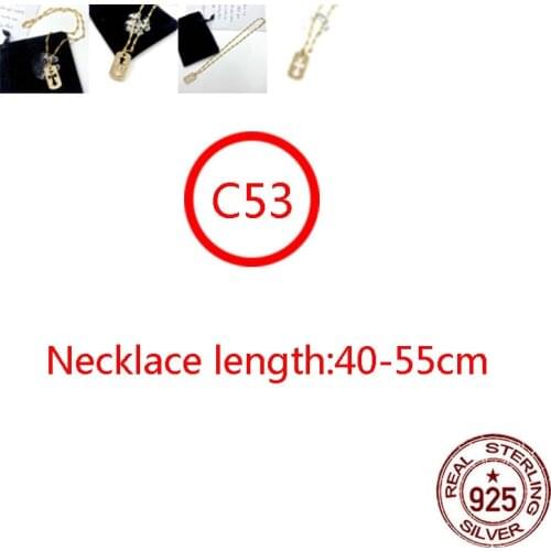 C53 s925 sterling silver necklace personality fashion cross inlaid stone pendant chain gold-plated twisted punk style NEW hot