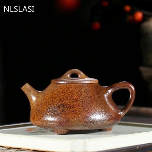 Yixing tea pot purple clay Stone scoop teapots Firewood kiln change beauty kettle Tea ceremony supplies Tie Guanyin Puer 170ml
