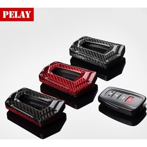 Car Key Cover Real Carbon Fiber For Toyota Camry 8th Corolla Avalon Car Shell Buckle Car Accessories