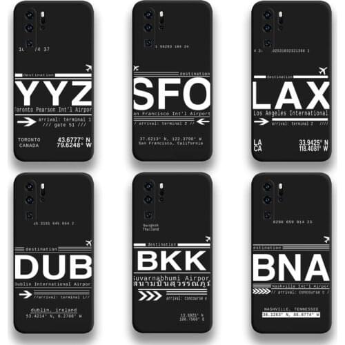 World City travel Tickets Airport Call Letters Phone Case For Huawei P20 P30 P40 lite E Pro Mate 40 30 20 Pro P Smart 2020