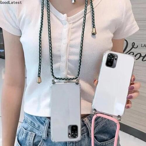 For Xiaomi Redmi Note 10 Pro Case Transparent Shockproof Lanyard shell For Xiaomi POCO X3 M3 Redmi Note 9 10 Pro Max Phone Case