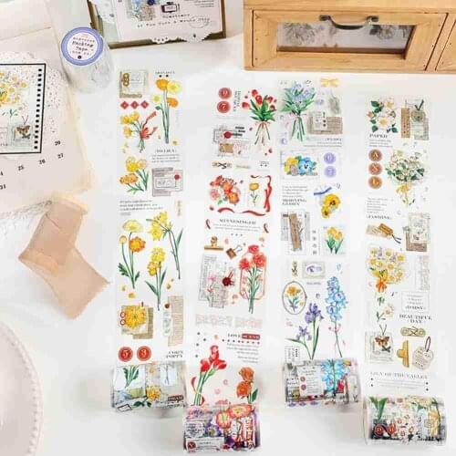 Decorative Adhesive Tapes Flower Room Series Paper PET Washi Tape 3M Creative DIY Scrapbooking Stickers Kawaii Stationery