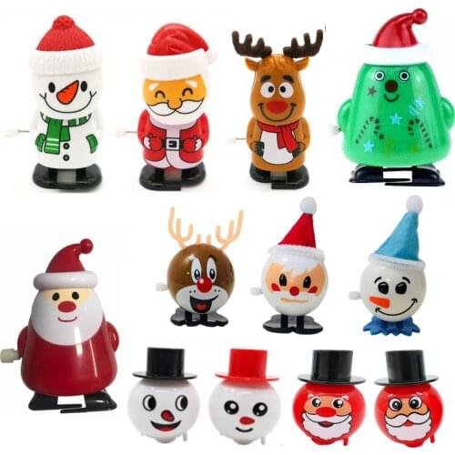 Children Funny Mini Christmas Classic Clockwork Jumping Cute Santa Snowman String Toys For Kids Gift Party Random Supplies