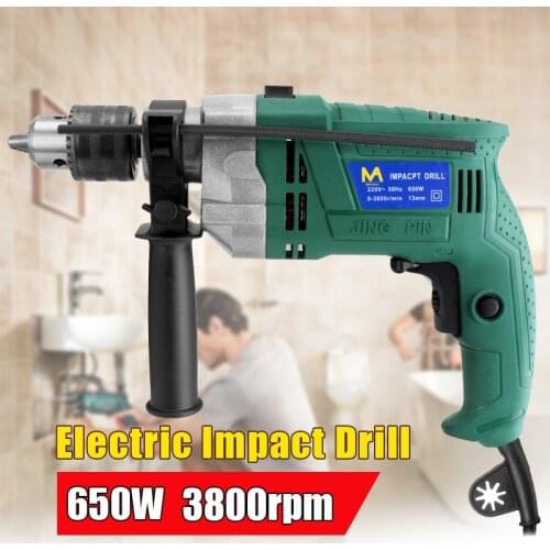 650W 220V 3800rpm Electric Impact Drill Kit Handheld Flat Drill Rotary Hammer Torque Driver Tool Screwdriver Power Tools