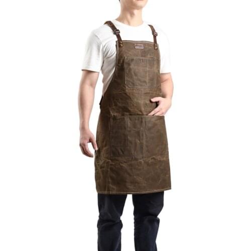 A015 Tool Apron Oil Wax Canvas With Leather Apron Gardening Aprons Tool Barbecue Barber Carpenter Painter Repairmans clothes