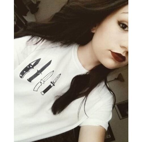 Knife graphic t-shirt summer cotton casual tops women fashion funny unisex tees kawaii camisetas tumblr grunge aesthetic t shirt