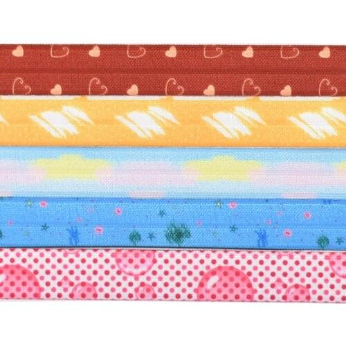HSDELASTIC Foe 5/8 inch Heat transfer printed background Series on fold over elastic 50Yards/Roll