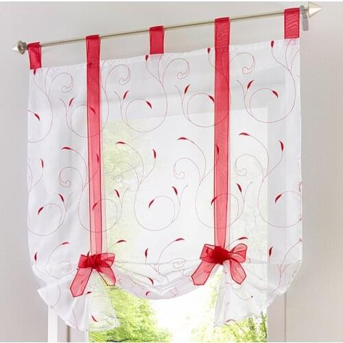 Rod pocket Modern Luxury Leaf Embroidered Tulle Curtain for Bedroom Living Room Roman Blinds Sheer Home Decoration