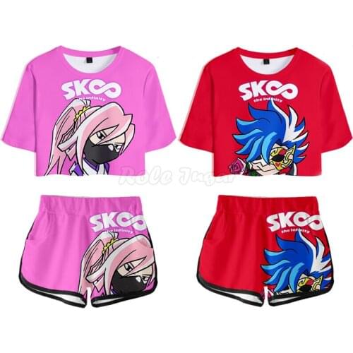 Anime SK8 the Infinity Cosplay Costume Men Women Summer 3D Cartoon Printing Short-sleeve Tops + Shorts Suit C36M201