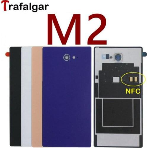 For SONY Xperia M2 Battery Cover Rear Door Back Housing Case S50H D2302 For SONY M2 Aqua Battery Cover with NFC Replacement