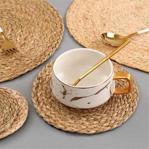Corn Water Grass Handmade Weave Round Coaster Table Pad Mat Heat Insulation Placemat