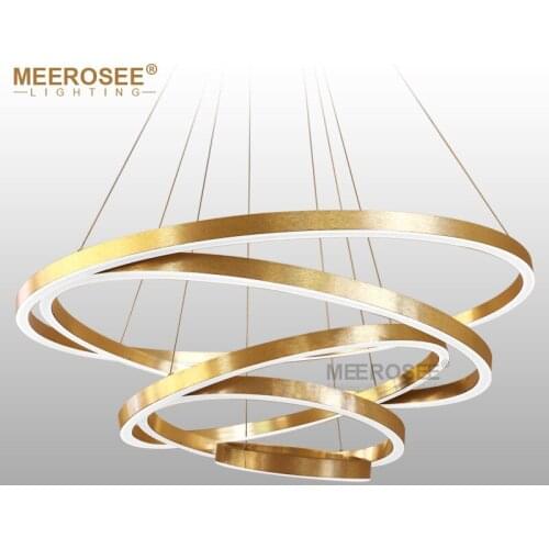 Large Rings Chandelier Lights Gold Hanging Lamp for Restaurant Chandeliers Acrylic Circle Lampadario Lustres Indoor Lighting
