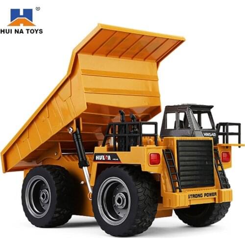 HuiNa 1540 RC Metal Dump Trucks Toys Six Channel 6CH 1/12 40HMZ Remote Control Alloy Car Model RTR With Charging Battery